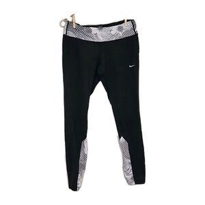 Nike Dri-Fit Womens Leggings Sz Medium Black/White Athletic Pants Running Sports
